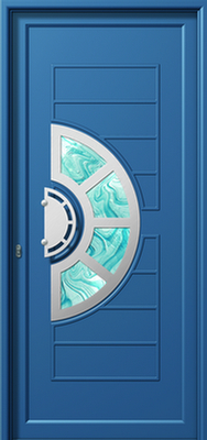 Πόρτα εισόδου μπλε,εγκατάσταση κουφωμάτων Fenestral