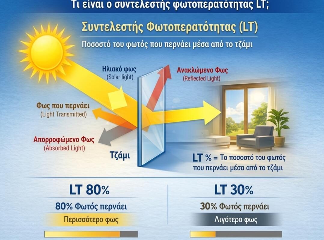 Συντελεστής φωτεινότητας – Συντελεστής Φωτοπερατότητας ή Light transmission (LT)